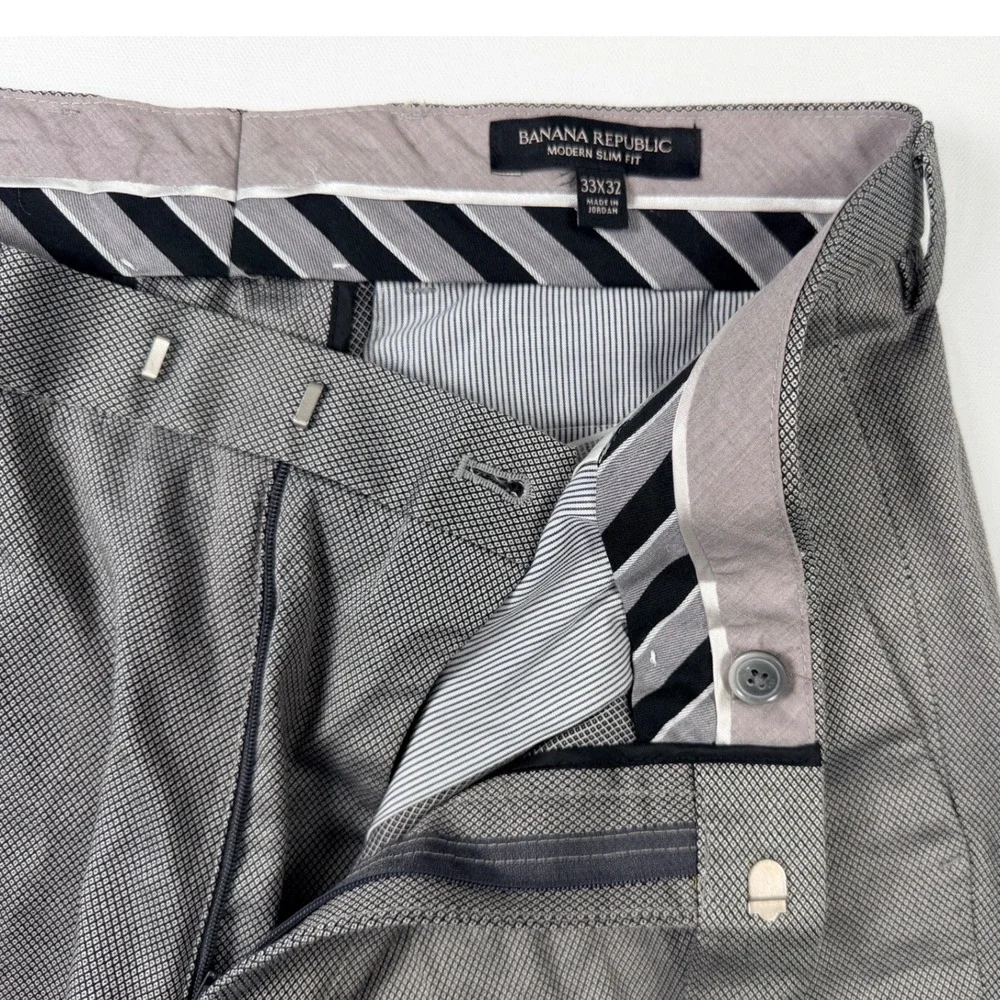Banana Republic Dress Pants Mens 33x32 Light Grey Excellent Modern Slim Fit‎